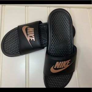 Rose Gold Nike Slides